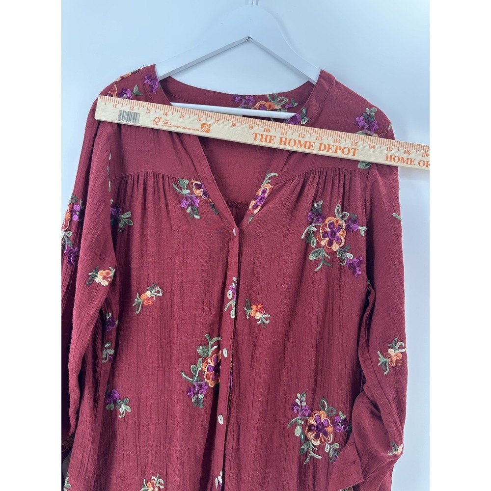 FIG AND FLOWER Anthropologie Button Shirt Women 1X Floral‎ Embroidered Q1019 - Picture 4 of 10